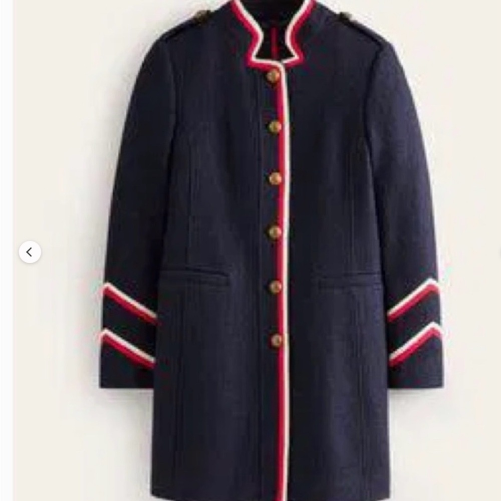Boden Navy Hamilton Heritage Jacket with Red Trim & Brass Crest Button NWOT
